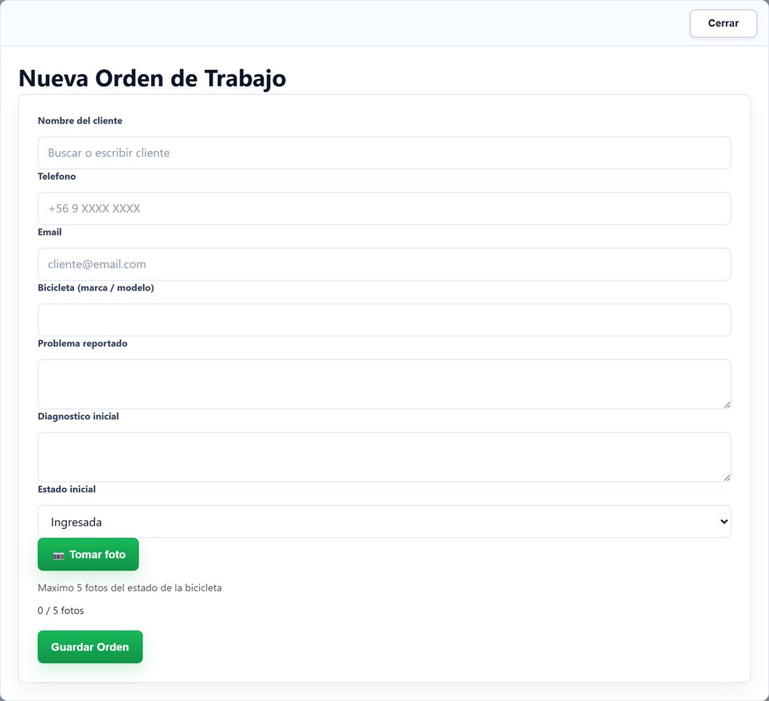 Formulario para crear una nueva orden de trabajo